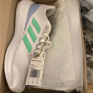 adidas White Sneakers with Mint Green Stripes- NWT